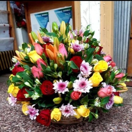 Majestic Mixed Floral Basket with Lilies and Roses