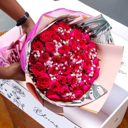 Premium Red Rose Hand-Tied Bouquet in Luxury Gift Box